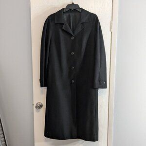C & A Golden Gate; Long Black Wool Button Dress Trench Coat w Tie Belt; Size L